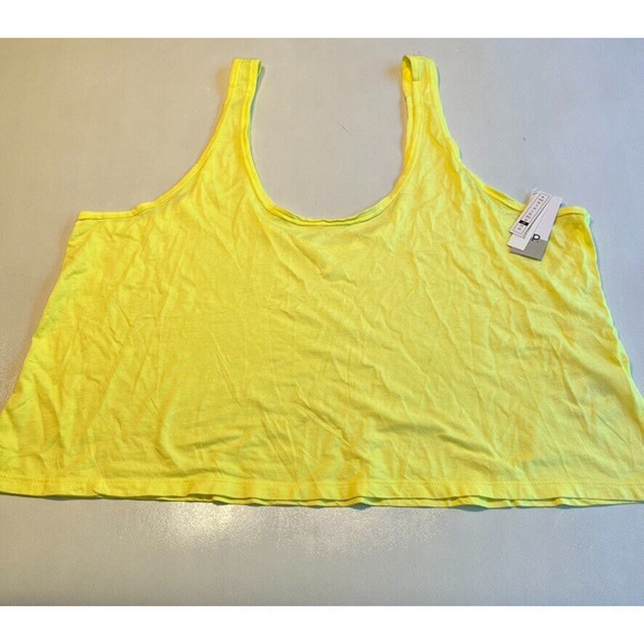 BP Neon Yellow Tank Top Sleeveless Casual Crop‎ Top Women's Size 2X - Picture 1 of 10